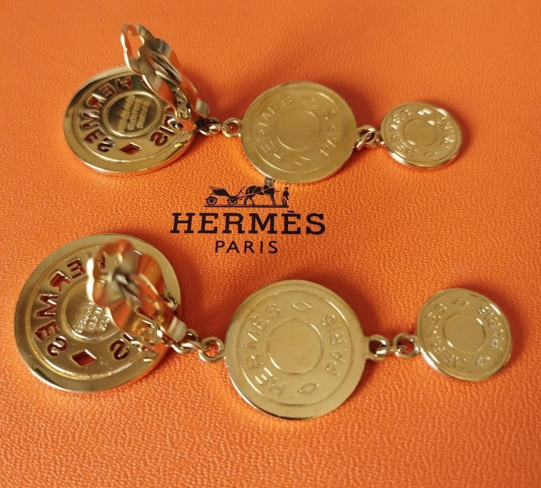 HERMES 3 Series Accessories Earrings Metal Gold