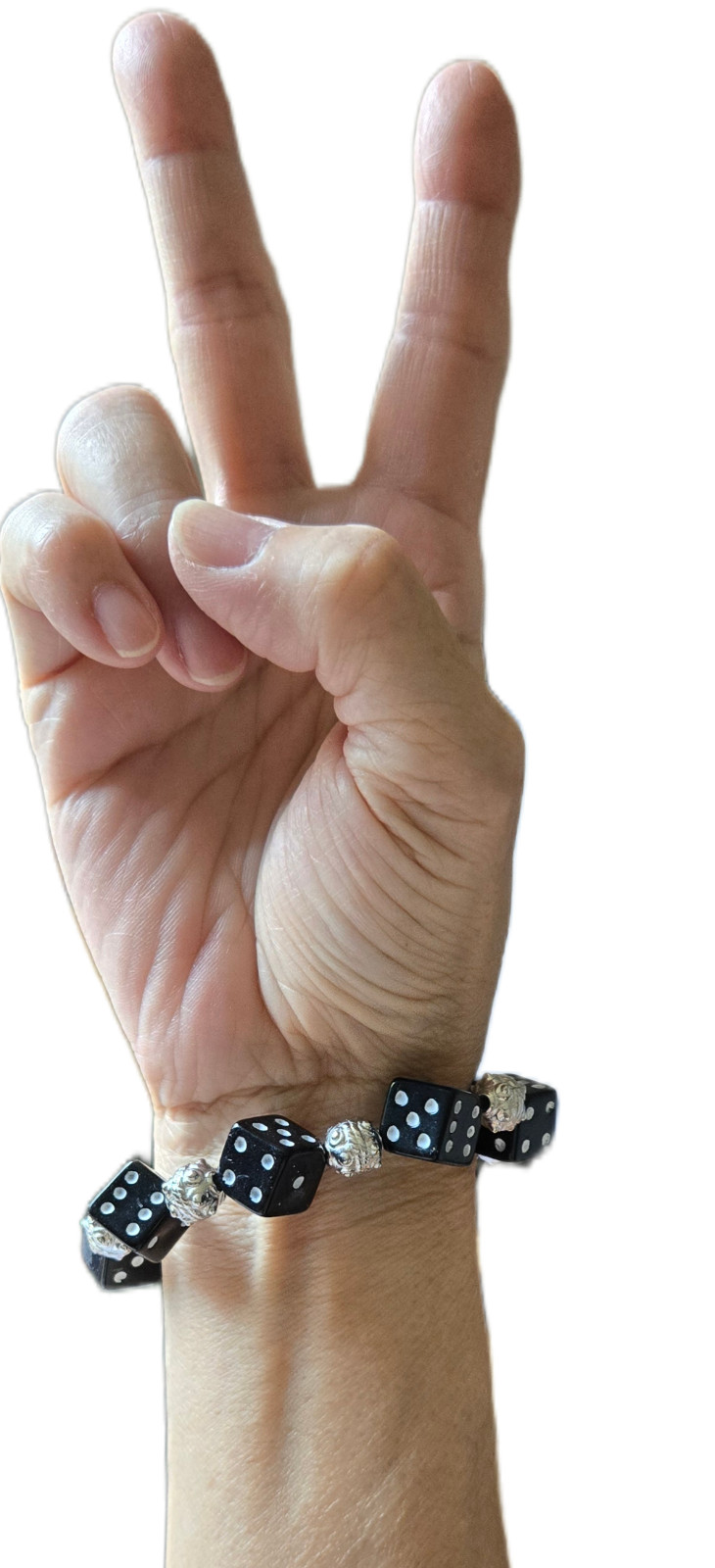 Dice Bracelet Bunco Dice Beaded Stretch Bracelet Handmade Black White for Woman