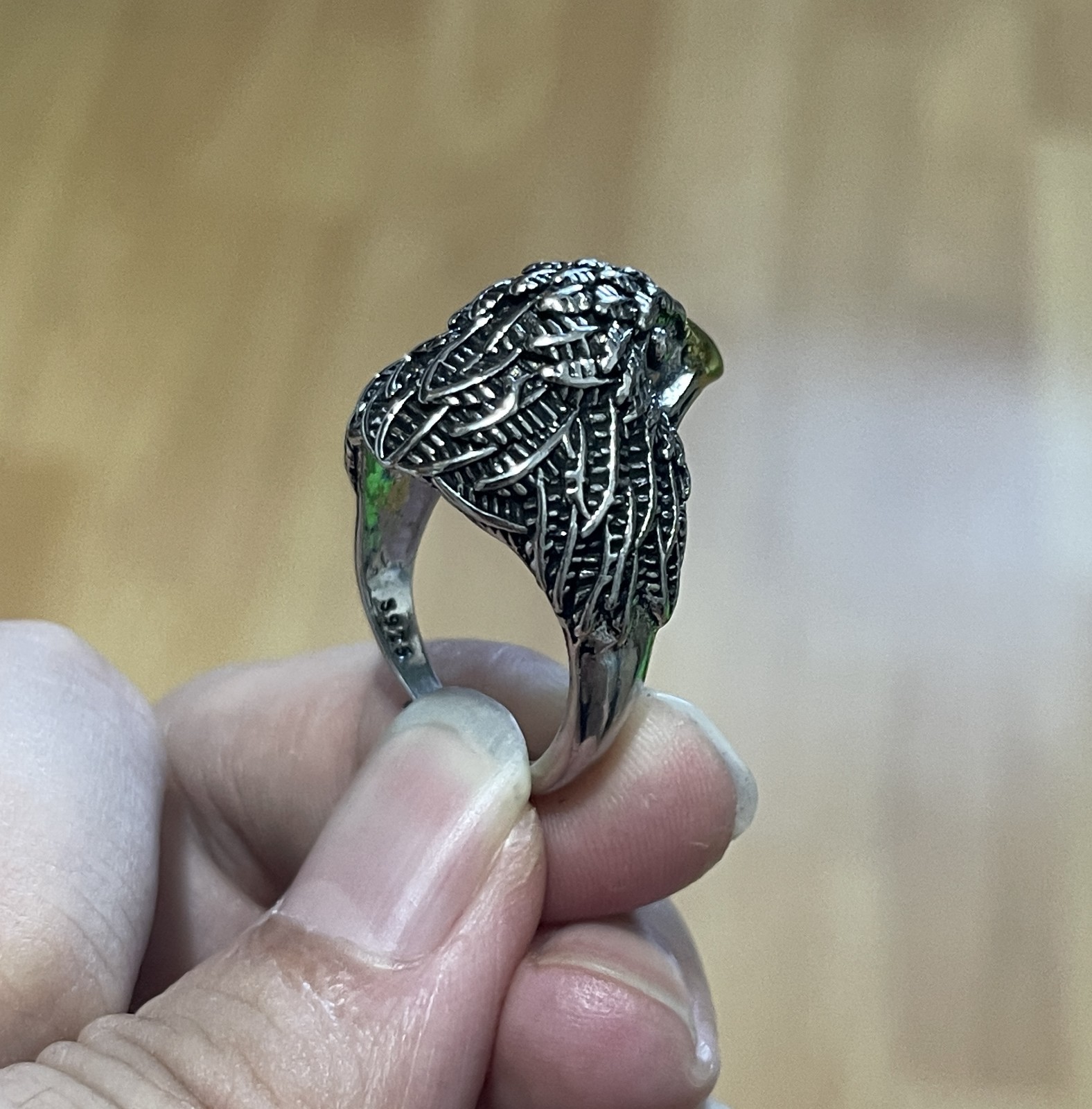 Vintage Eagle Head Adjustable Ring, 925 Silver Jewelry Gift for Men & Women