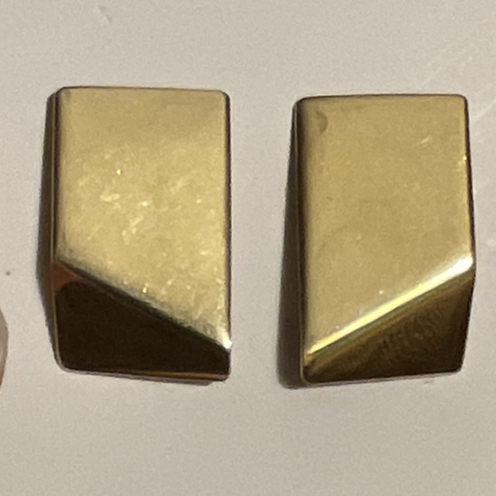 Gold Tone Rectangle Stud Earrings, Metal Butterfly Post Backs, Pair