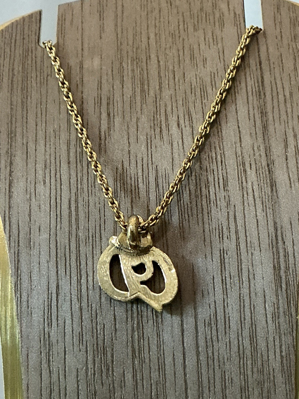Authentic Dior CD Logo Rhinestone Necklace 17 in Preowned Good