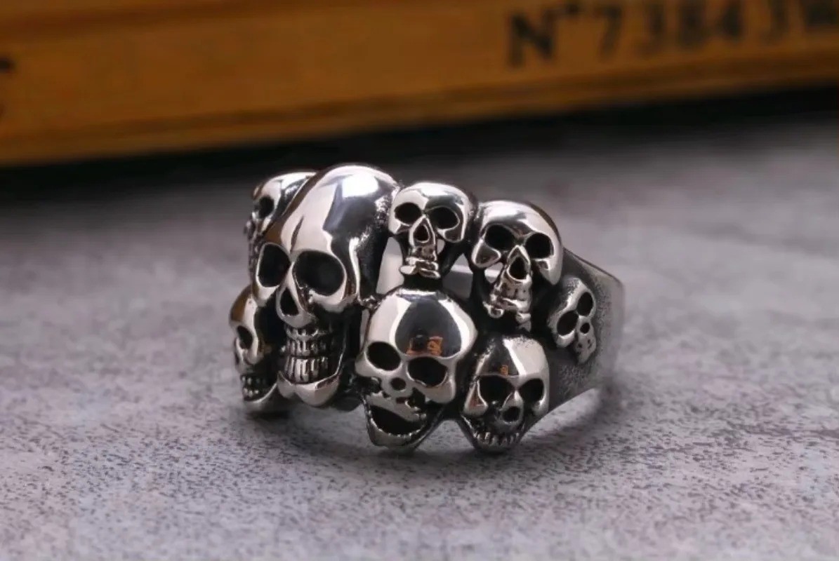 Skull Head Statement Ring for Men Gothic Punk Jewelry New