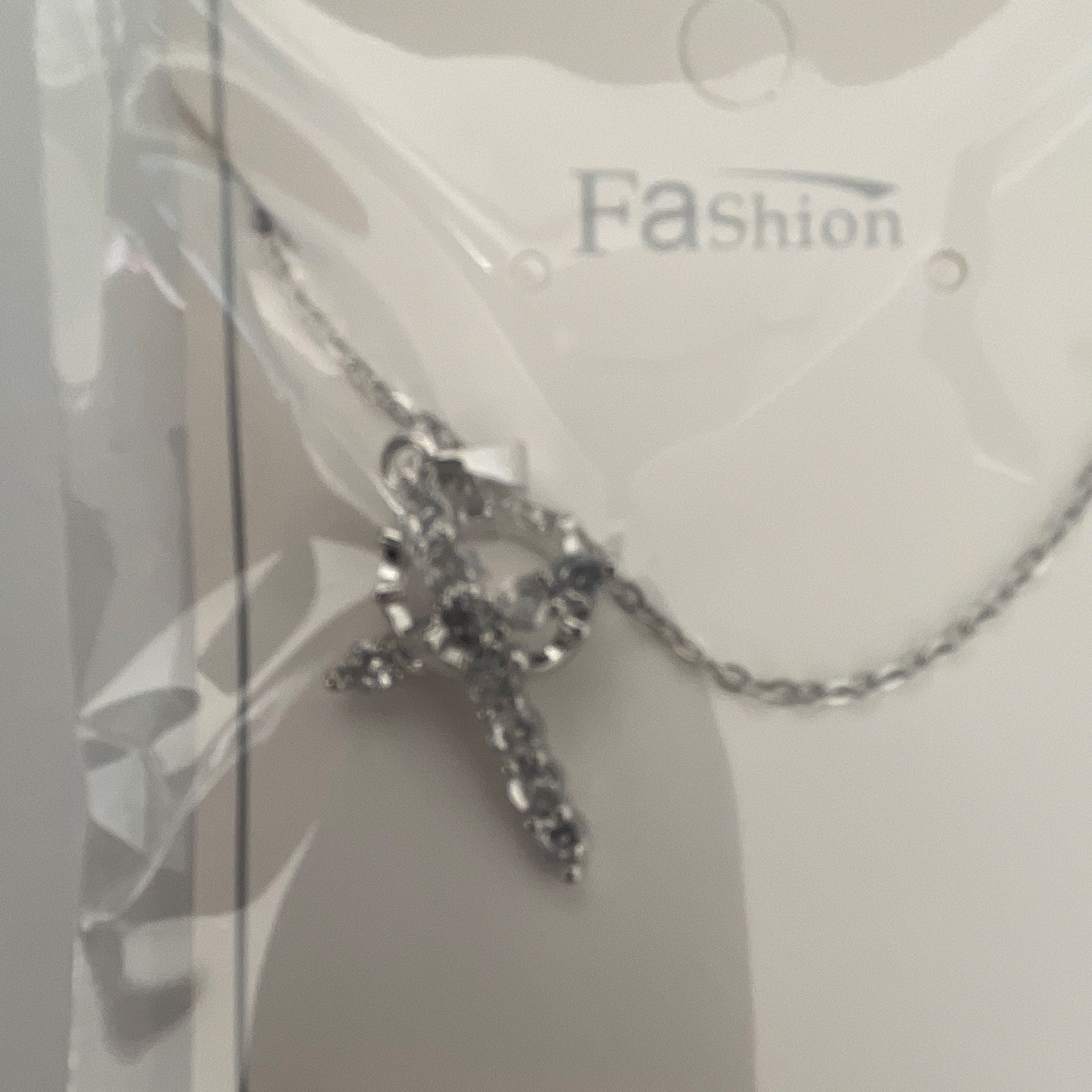Silver Tone Clear Crystal Pavé Cross Charm Pendant Cable Chain Necklace