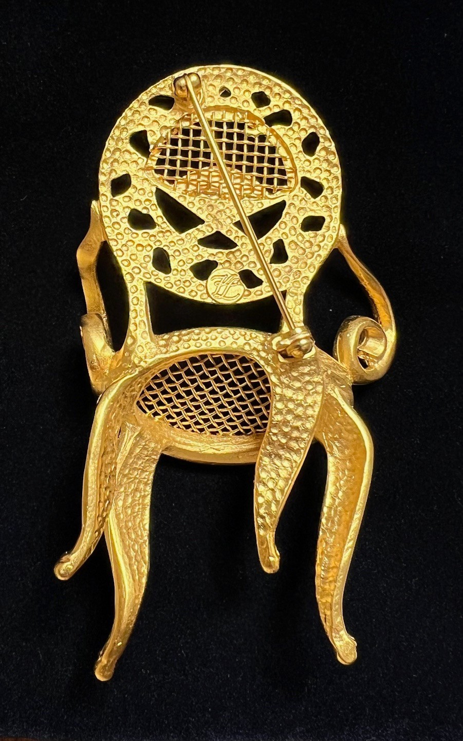 Karl Lagerfeld Iconic Vintage Oversized Gold Tone Rococo Louis XV Chair Brooch