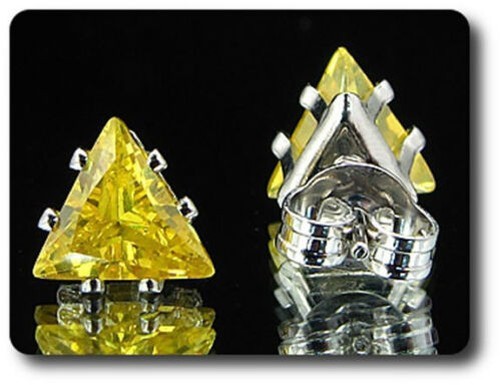 Earrings Topaz Yellow 0 3/32×0 1/4in Gold Plated White 18 K