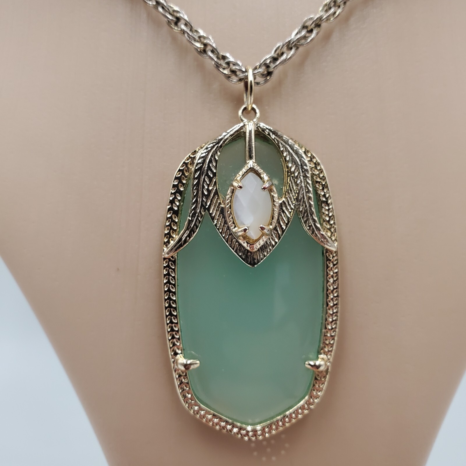 Kendrea Scott Necklace 30in Gold Tone Mint Green Chalcedony Roxanne Darby Rae