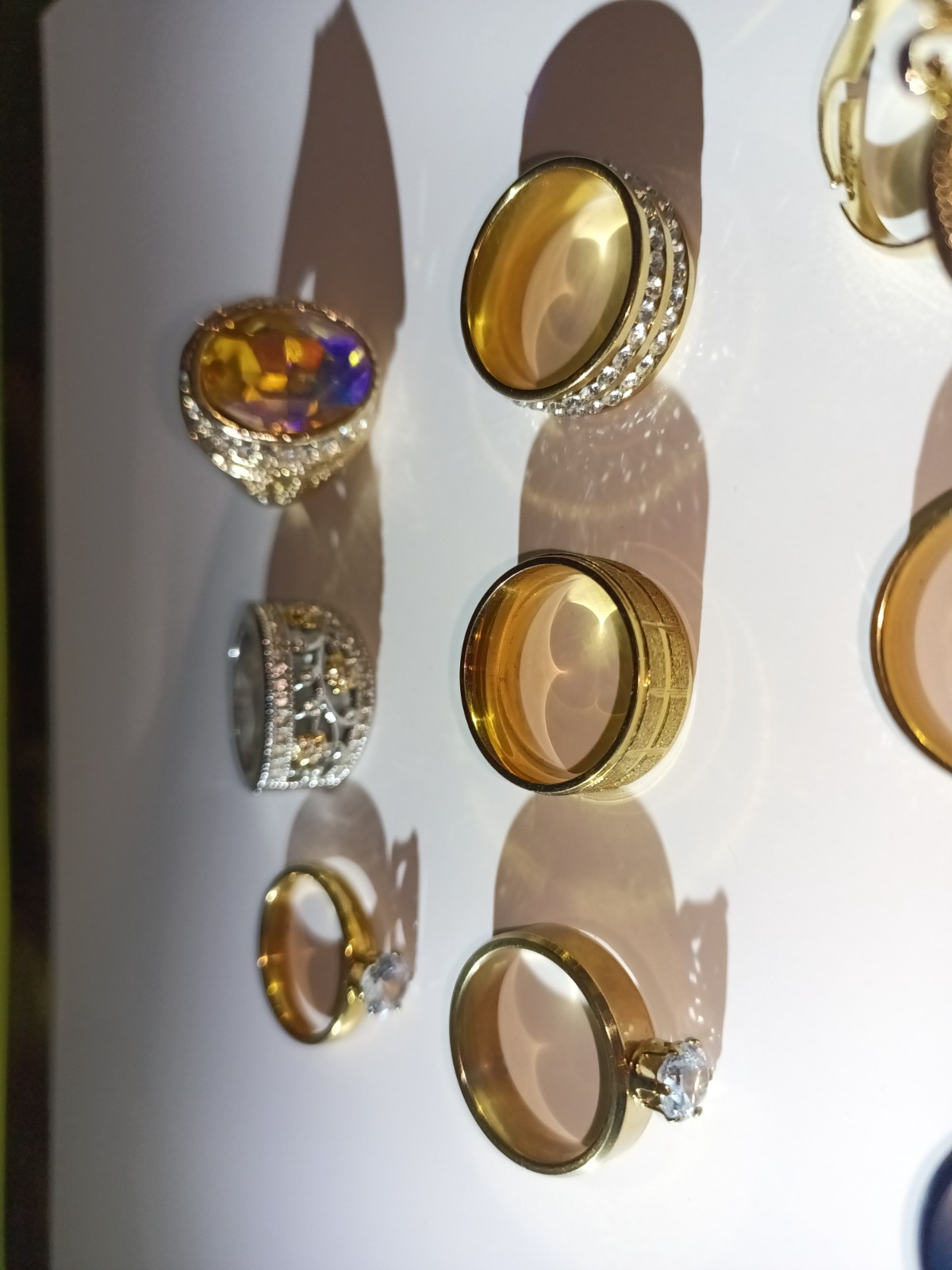 13 Pc Mixed Style Fashion Rings Lot Gold Silver Blue Rhinestone Pearl Butterfly