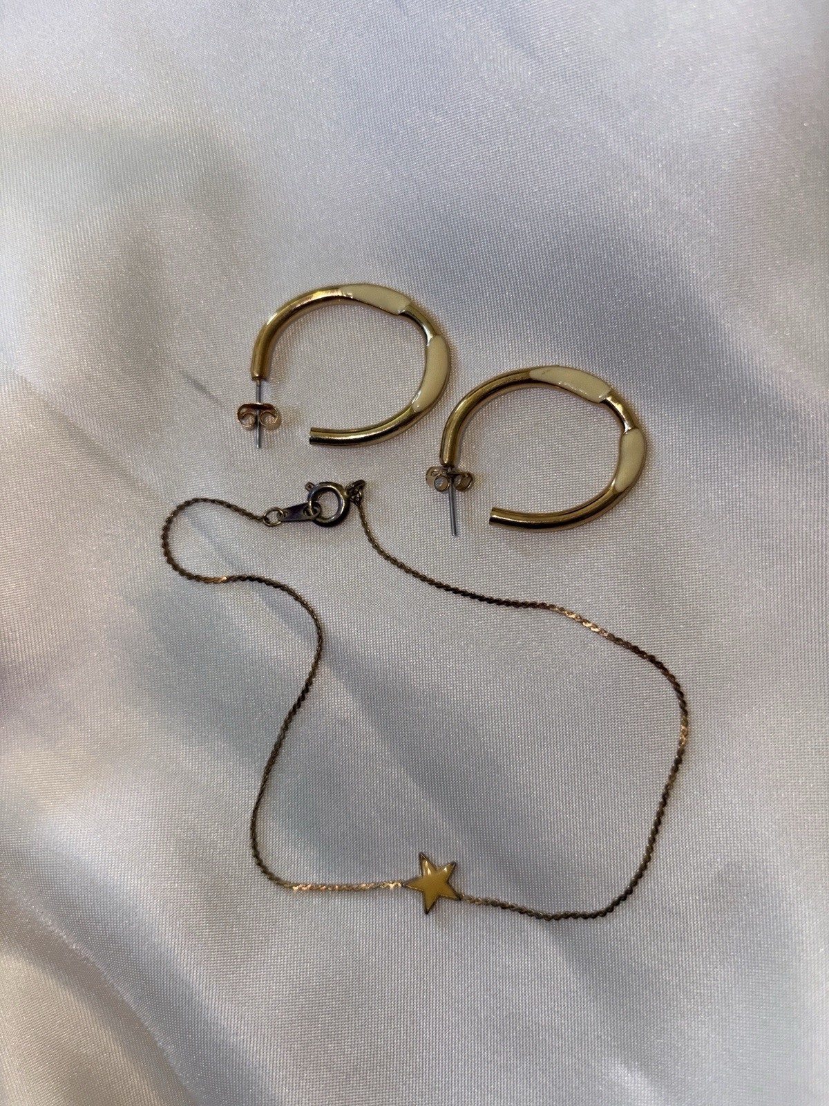 Celestial welded yellow star gld pltd vintage bracelet & earrings