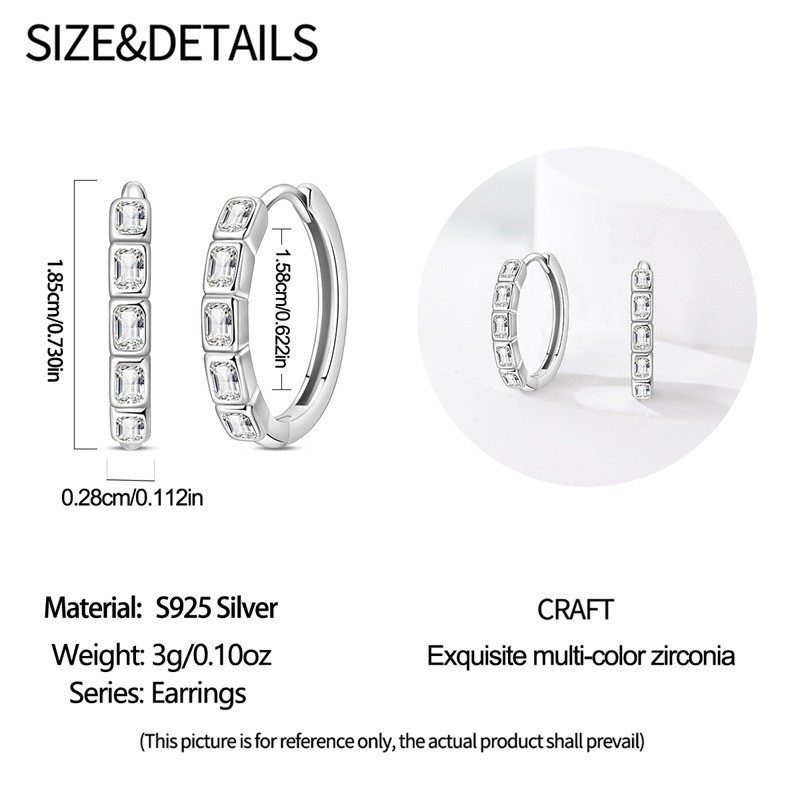 PANDACH 925 Sterling Silver Cube CZ Huggie Hoop Earring For Women Dainty Jewelry