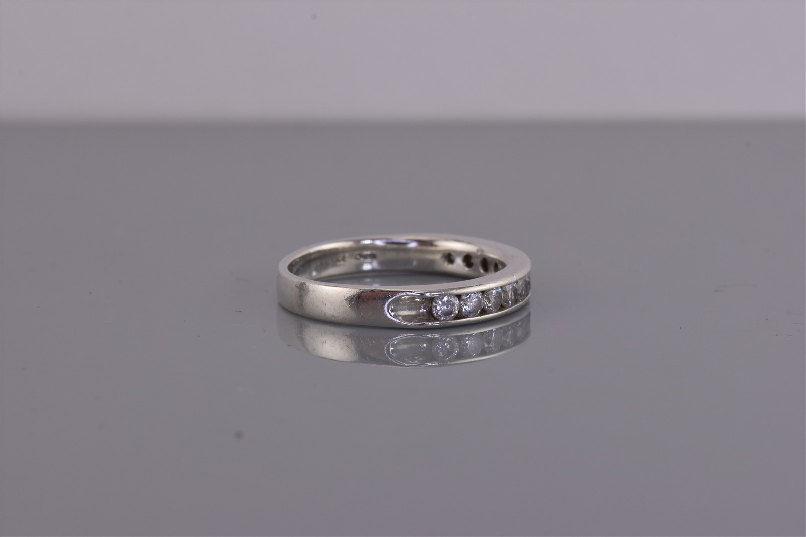 Sterling Silver 3.5mm Channel Set Cubic Zirconia Band Ring 925 Sz: 9