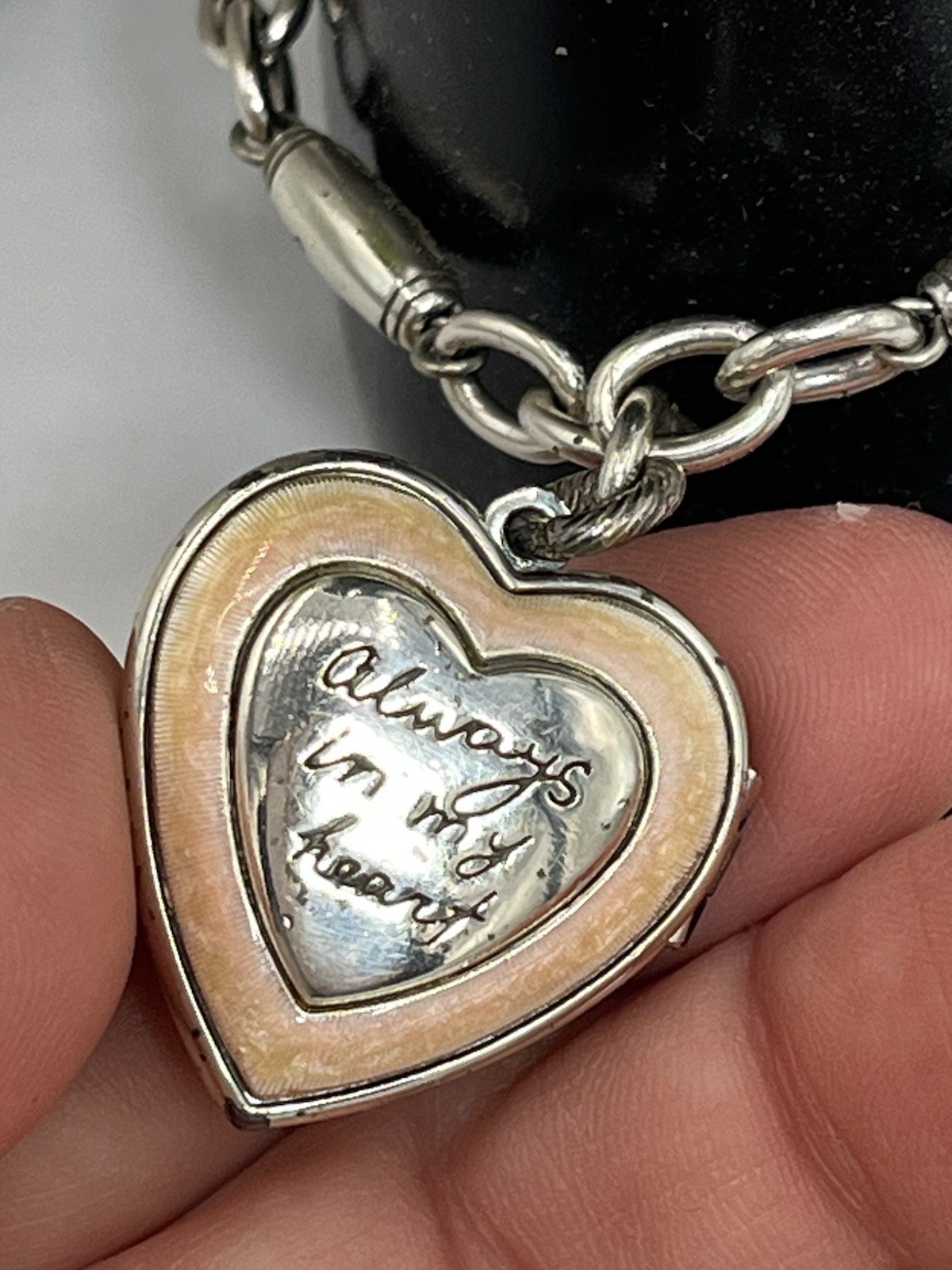 Vintage Brighton Heart Locket Bracelet — Floral Design — Signs of Wear