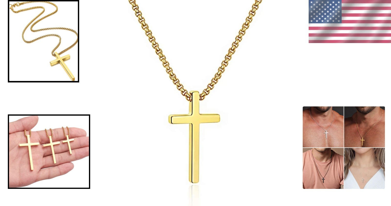 Elegant Stainless Steel Cross Necklace for Men & Teens – Adjustable 16-30 Inches