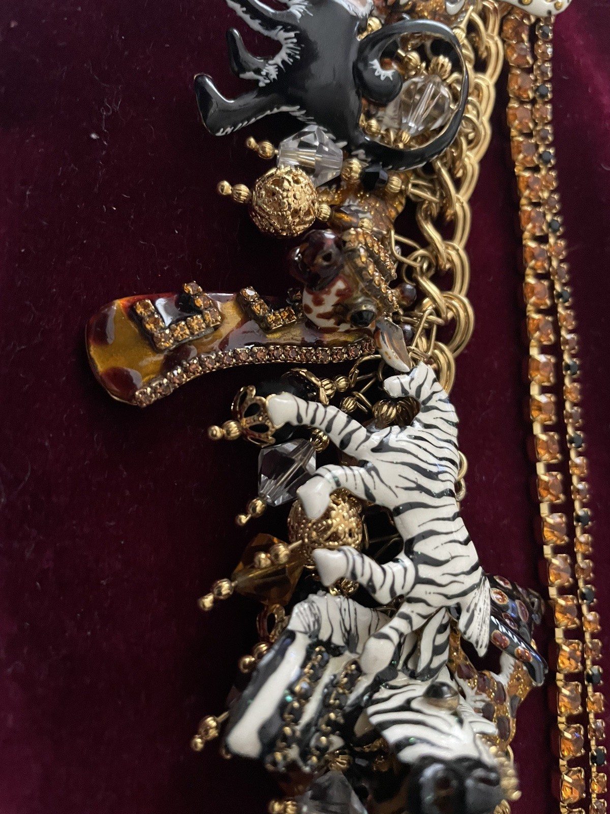 RARE LUNCH AT THE RITZ JUNGLE BRUNCH 22k Gold PlatedCHARM BRACELET.
