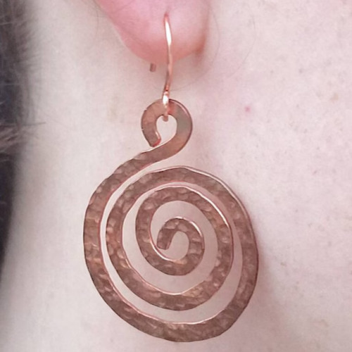 1 Pair Pure Copper Healing Spiral Hook Earrings, Jewelry Spiritual Kriya