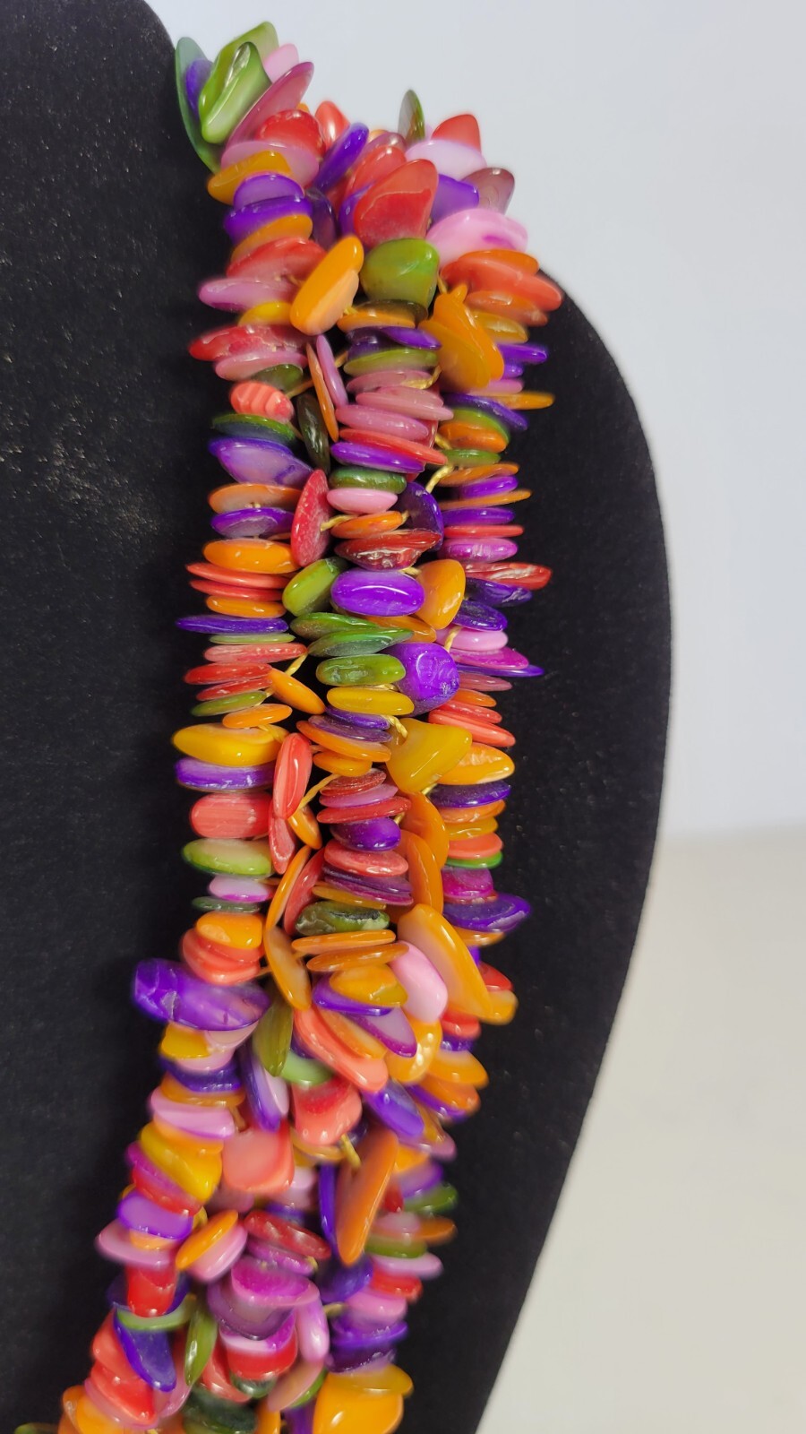 Rainbow Beaded Chunky Chip Necklace 18 inch, 2.5 inch extender.