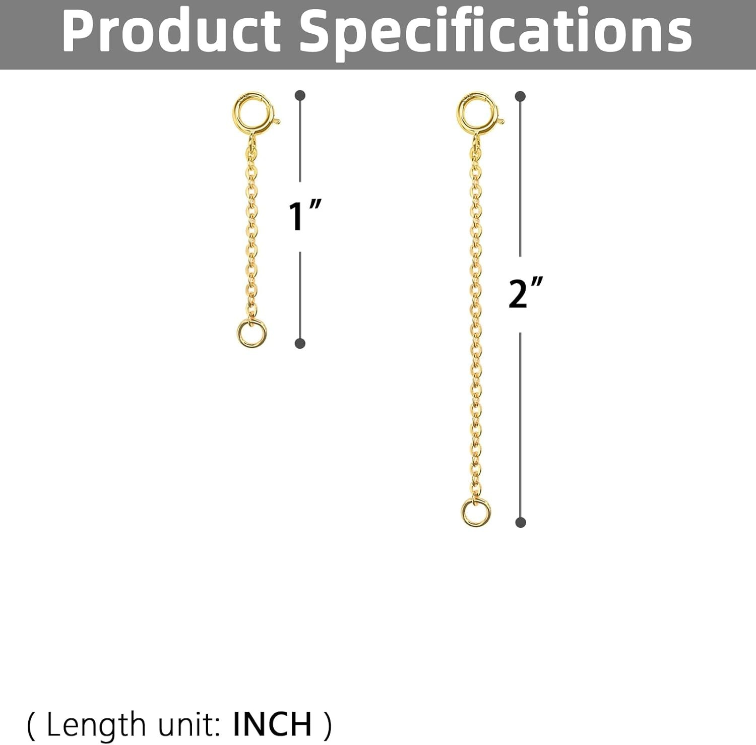 Hypoallergenic Gold Necklace Extenders – 1″ & 2″ Set for All Occasions