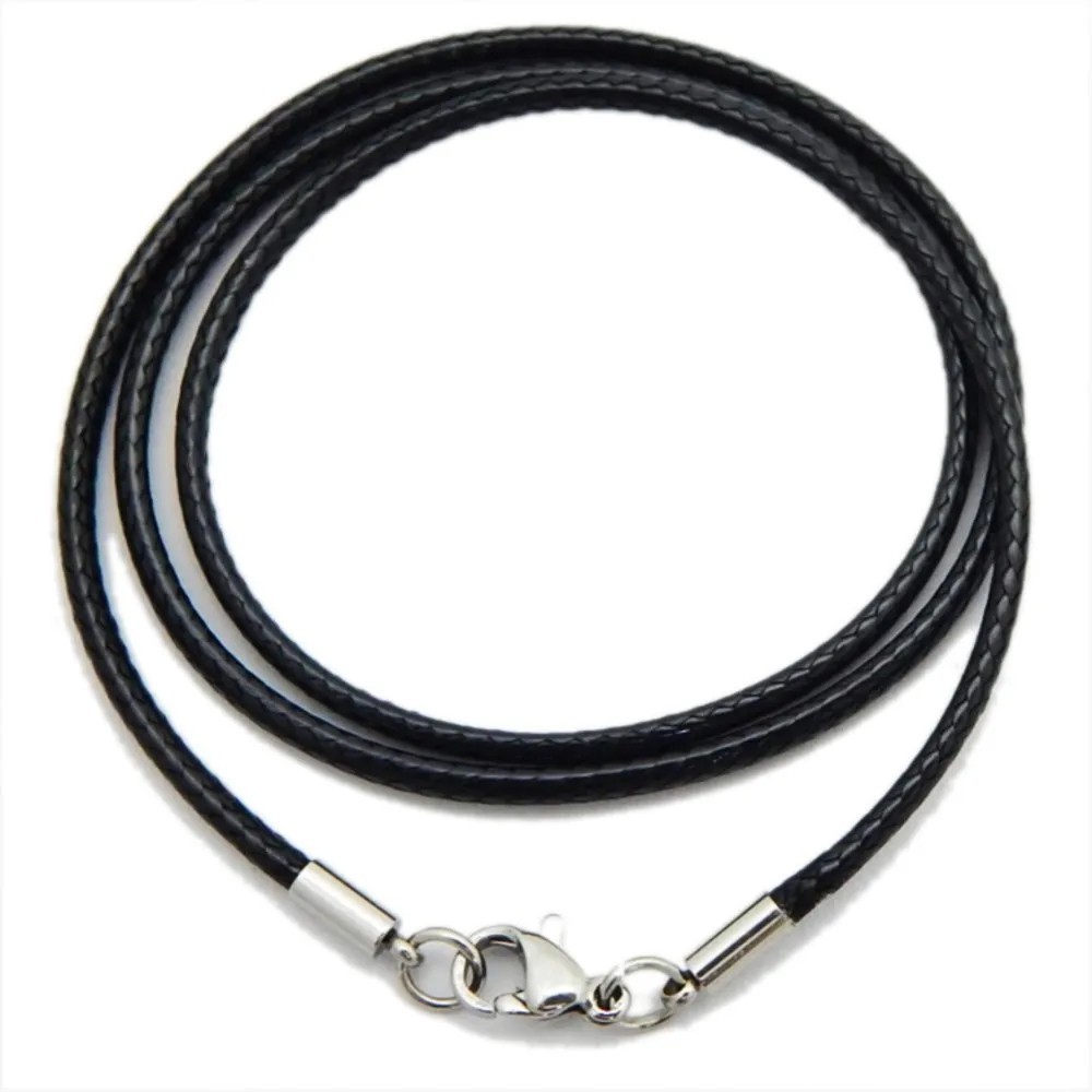 1/1.5/2/3mm Waterproof Braided Leather Chain Cord Rope Necklace w/ Steel Clasp .