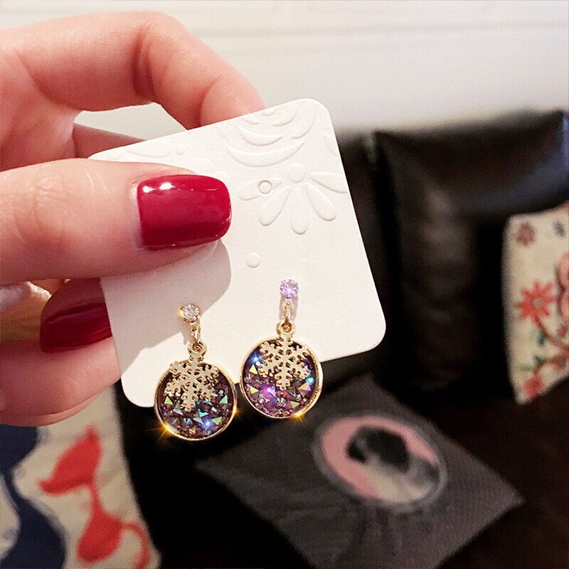 Fashion Women Girl Lady Colorful Crystal Alloy Ear Stud Earrings Jewelry