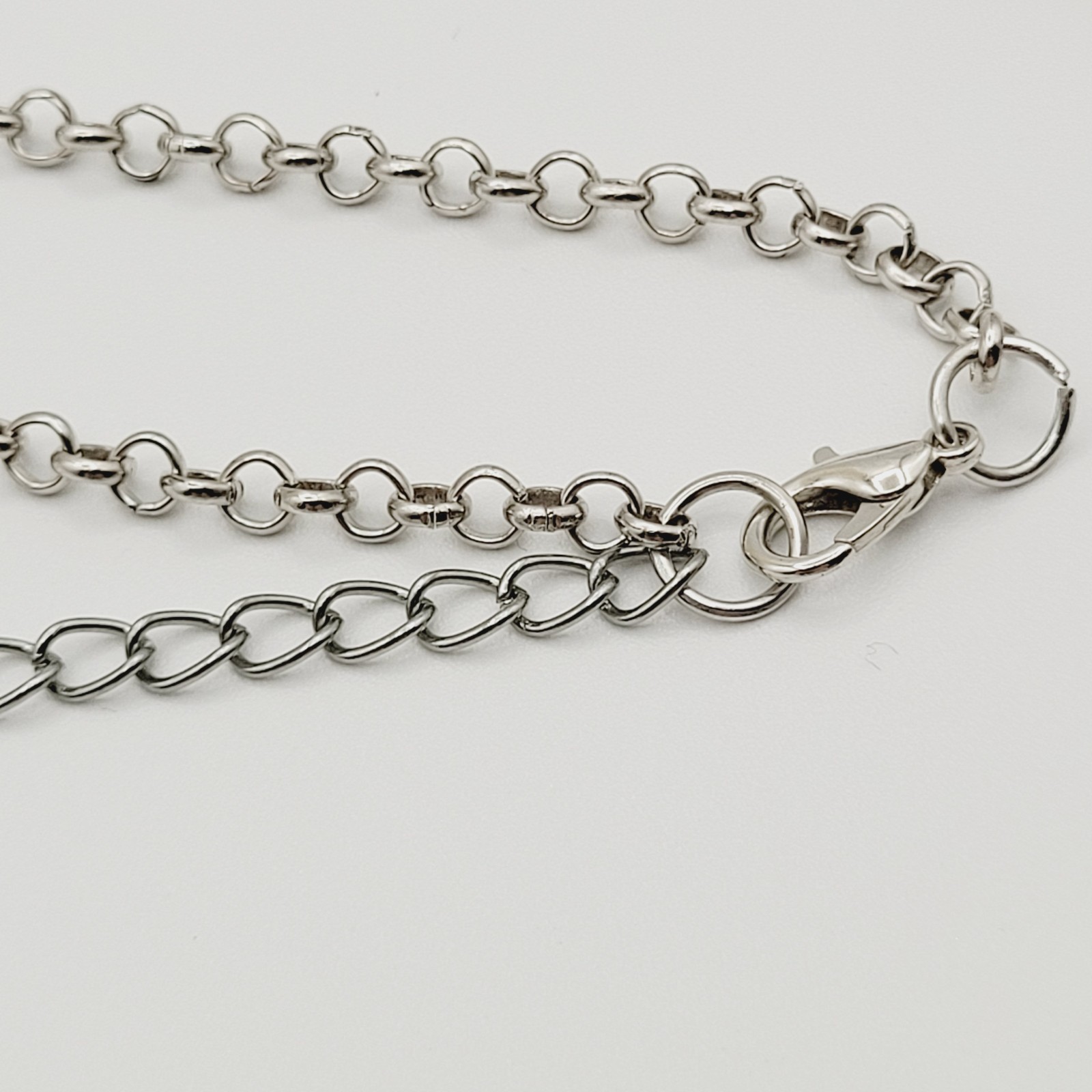 Clear Crystal Teardrop Pendant Necklace Silver Tone Stackable Adjustable 40″