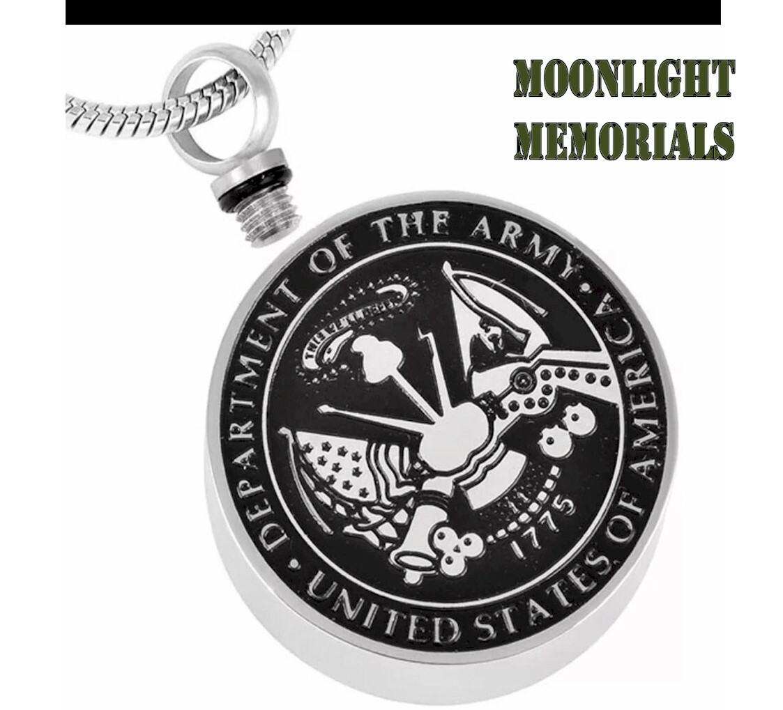 New United States Army Cremation Urn Keepsake Ashes Memorial Necklace