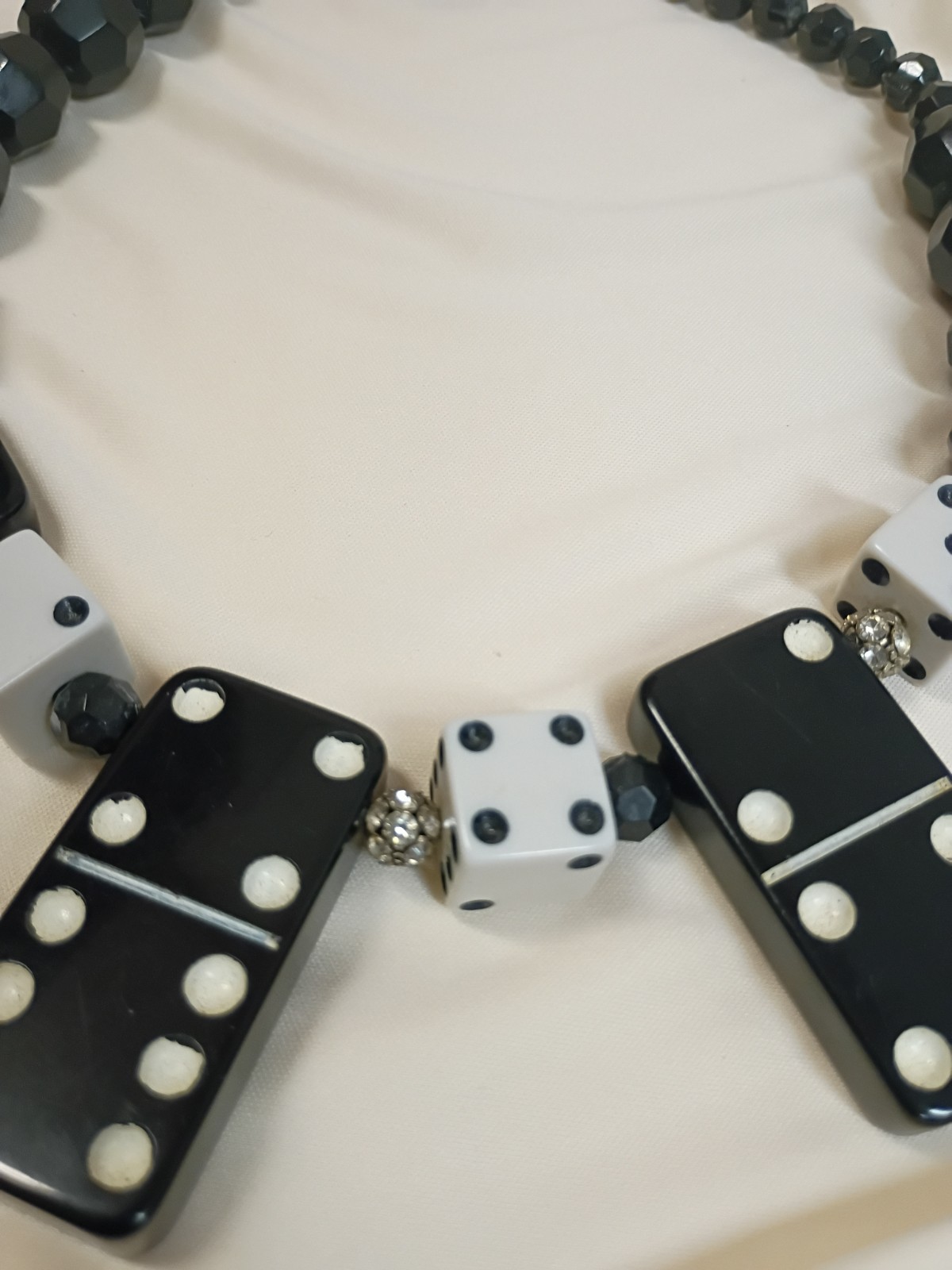 Domino & Dice Casino Necklace Acrylic Beads Hook Closure Vegas
