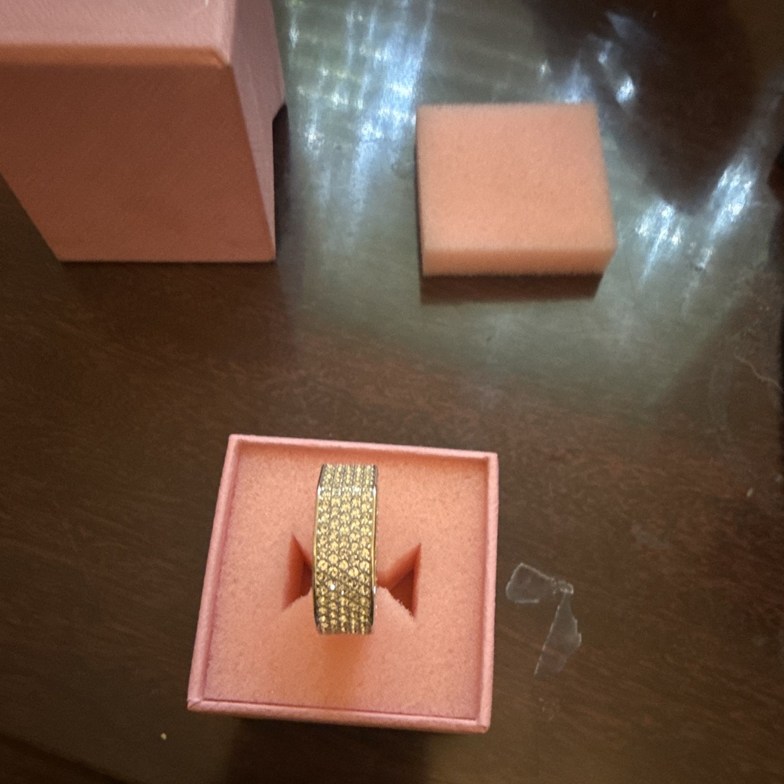 Swarovski Rhodium Plated Pavé Clear Crystal Wide Band Ring Size 6 w/ Box
