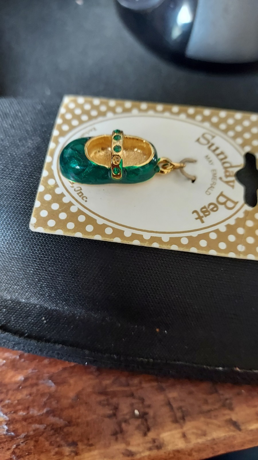 Roman Inc 1″ Charm Itty Bitty Baby Green Mary Jane Shoe Rhinestone Jewelry NWT