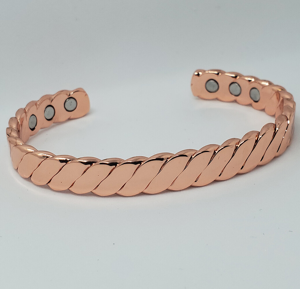 Magnetic Therapy Bracelet Plated Copper Arthritis Pain Relief Twisted Open Cuff