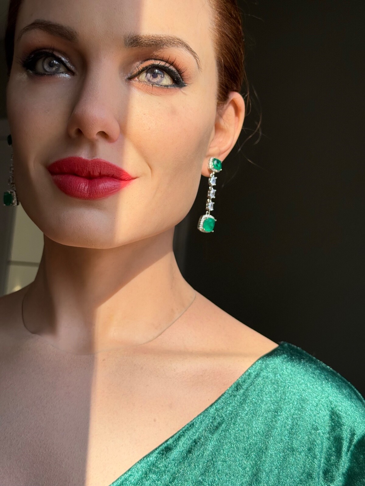 Star Of Hollywood, Emerald Dangle Drop Earrings