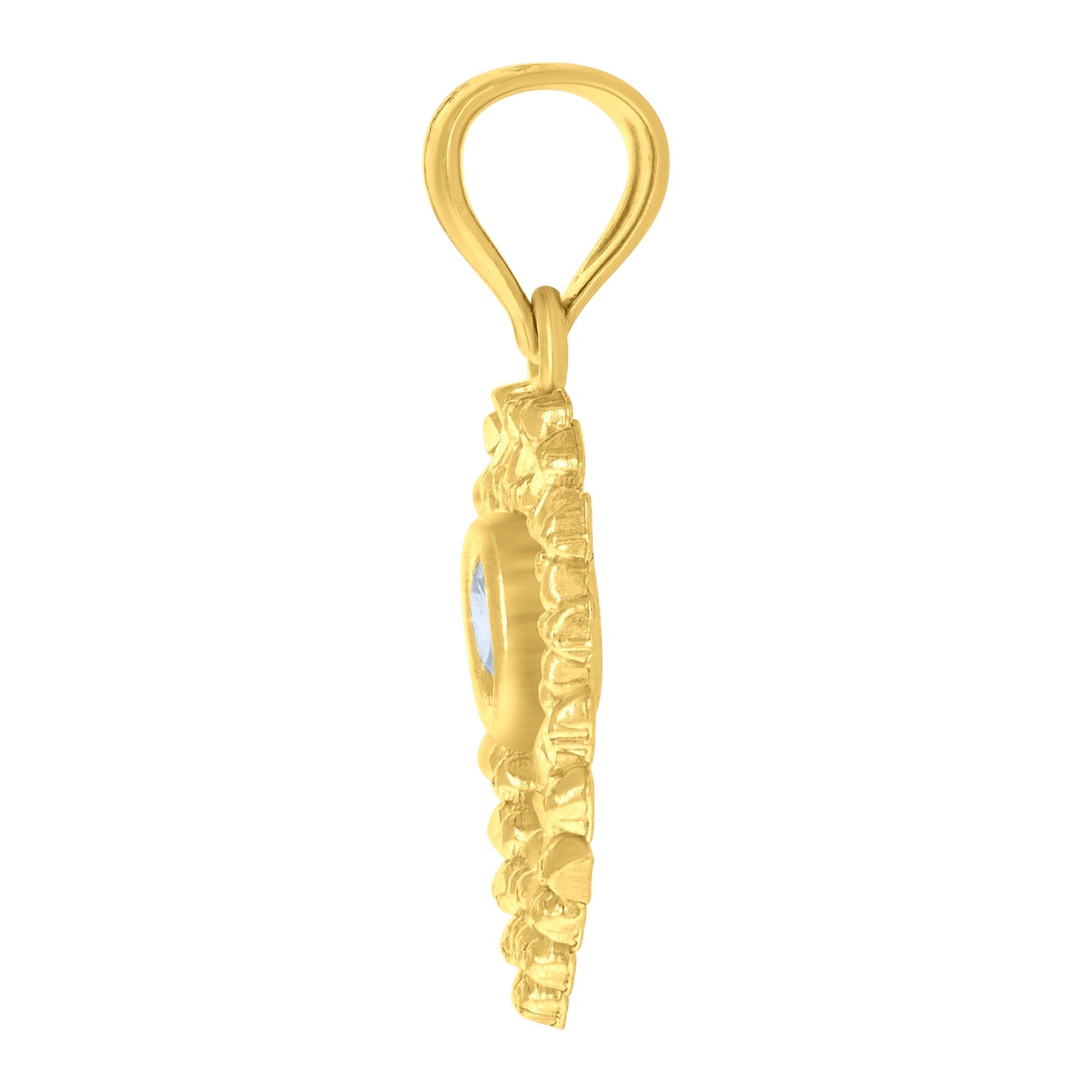 10kt Yellow Gold Womens Cubic-Zirconia Heart Charm Pendant