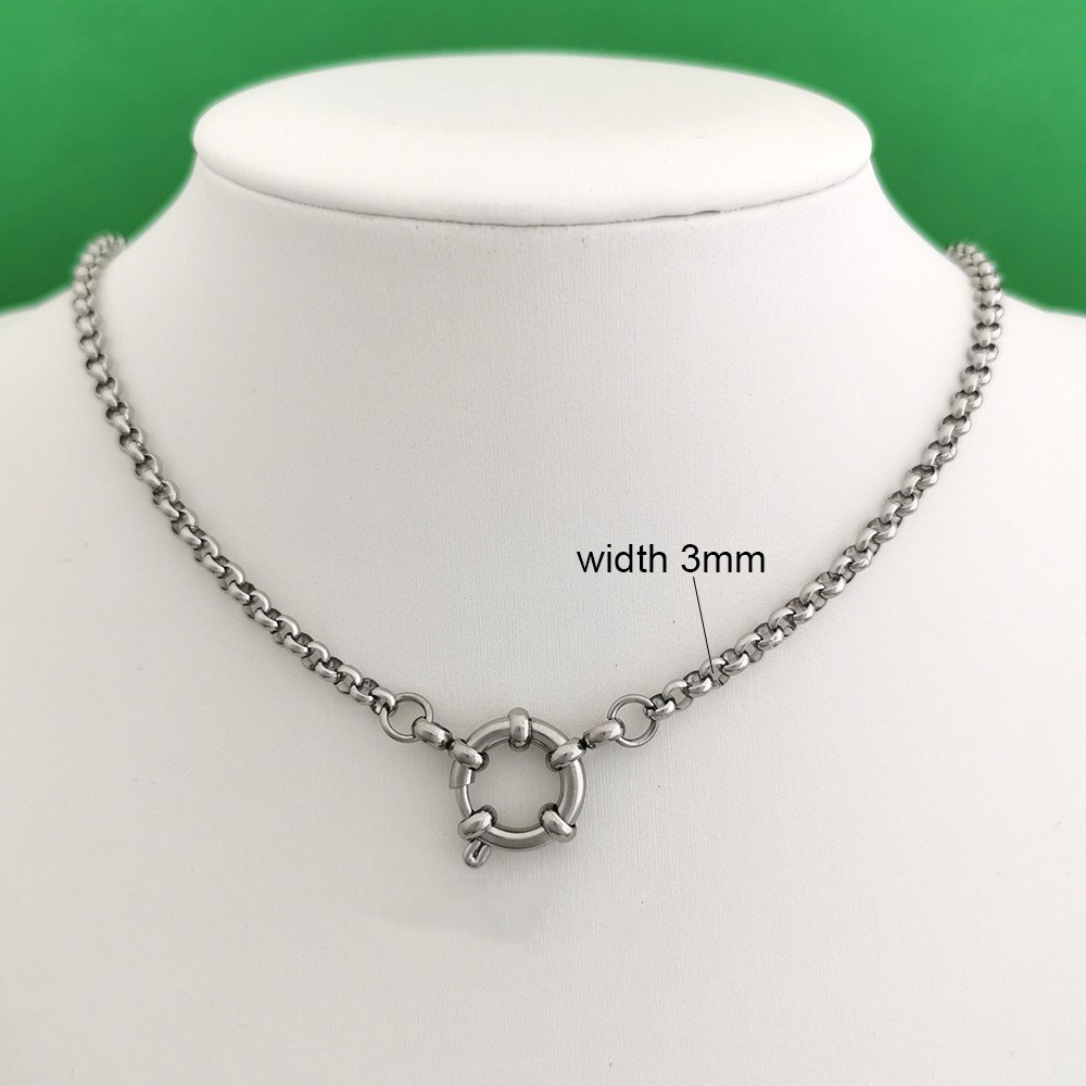 316L Stainless Steel Paperclip Chain Sailor Clasp Choker Necklace PVD Gold Women