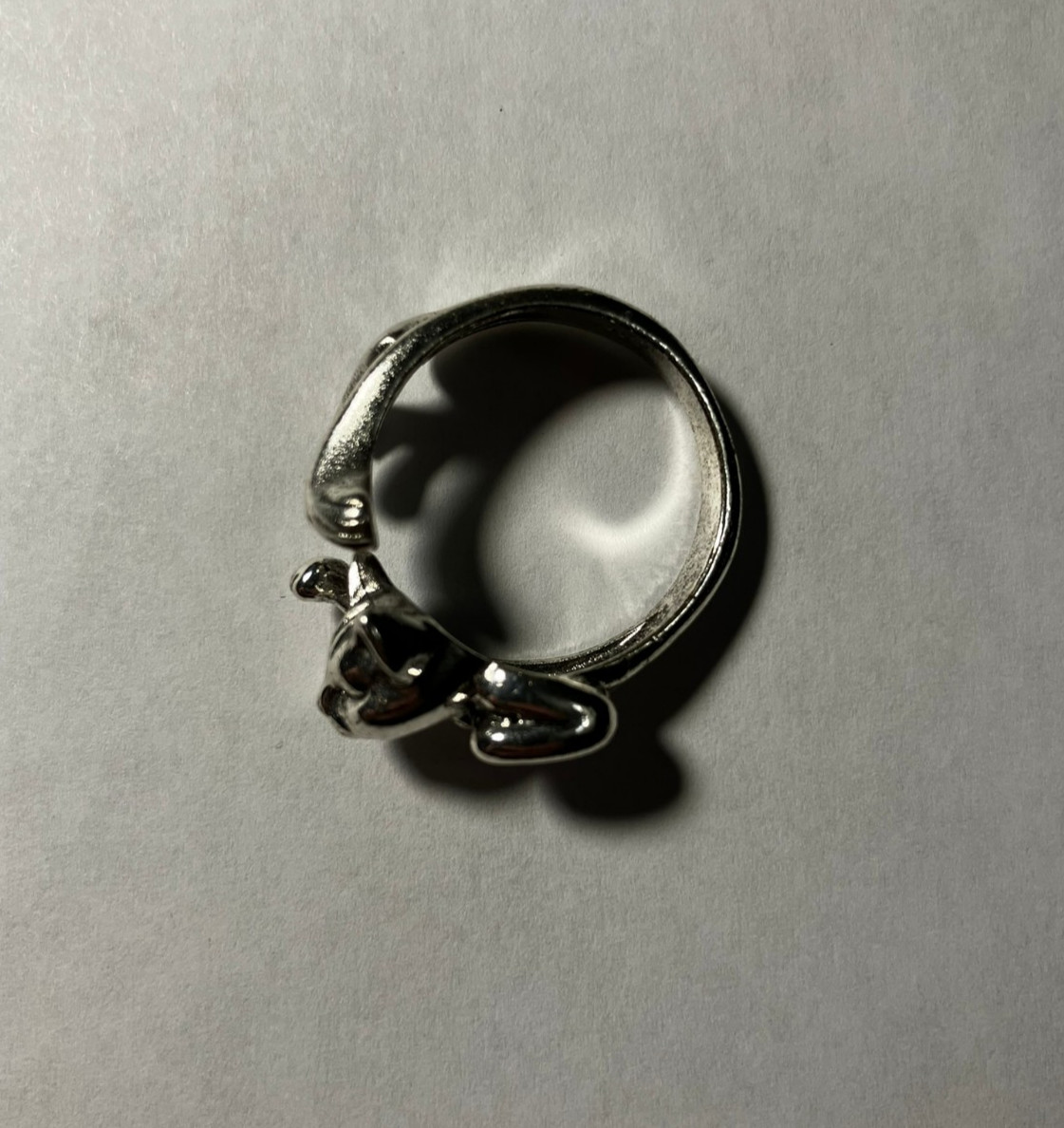 Cat Ring Metallic Silver Adjustable Women Men Unisex