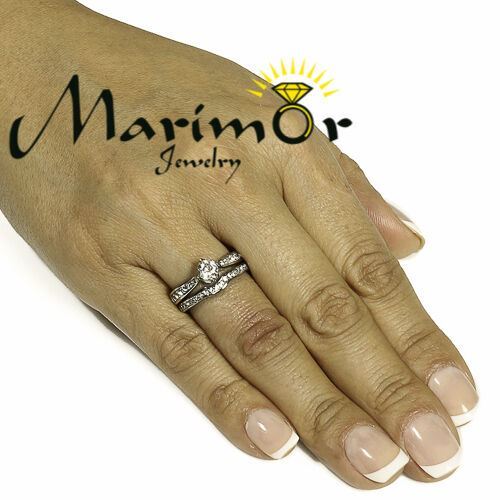 Stainless Steel 1.85Ct Cubic Zirconia 316L Wedding Ring Set Women’s Size 5-10