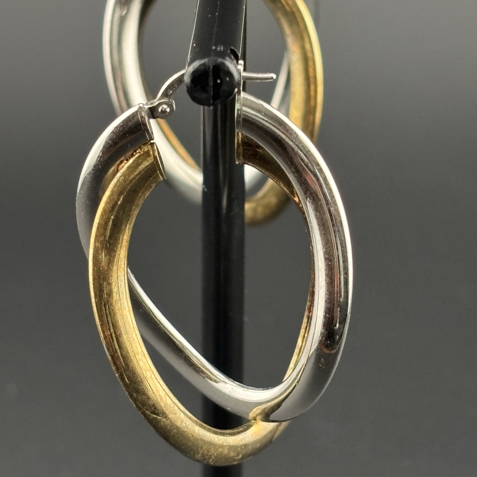 MILOR 925 Italy Sterling Silver Vermeil Two Tone Teardrop Dangle Earrings 8g
