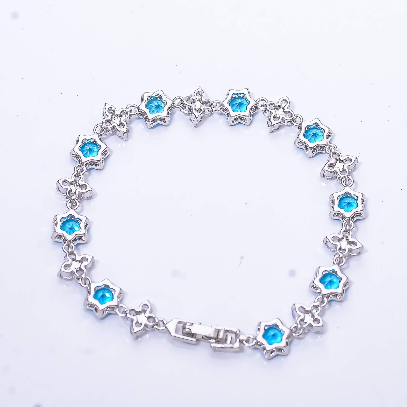London Blue Topaz & Cubic Zirconia 925 Sterling Silver Tennis Bracelet 8.99″ B61