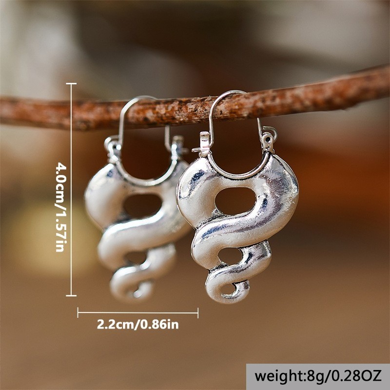 Women’s Silvery Spiral Pendant Ear Buckle Retro Geometric Zinc Alloy Earrings