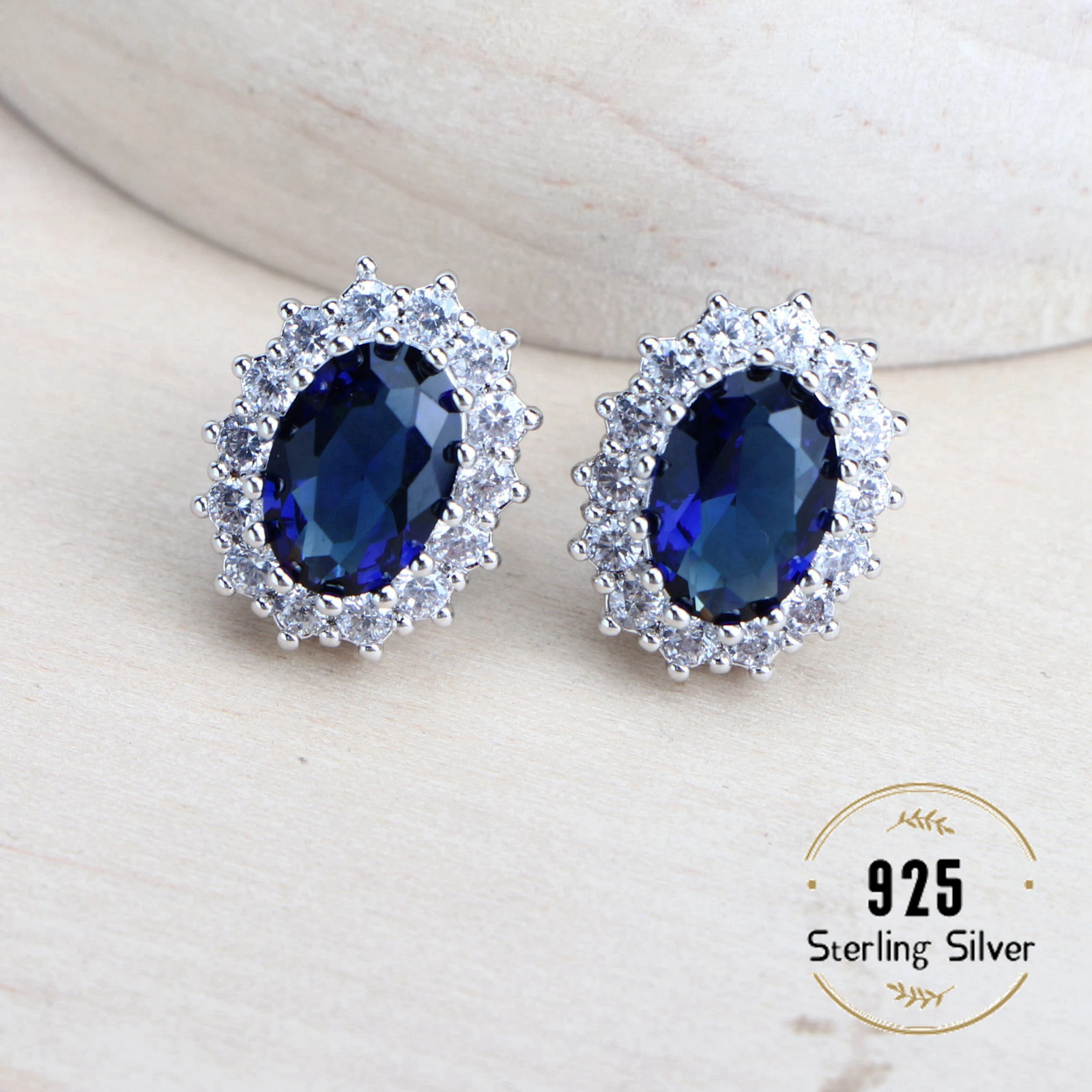 925 Silver Blue Zirconia Bridal Jewelry Set Necklace Earrings Ring Bracelet