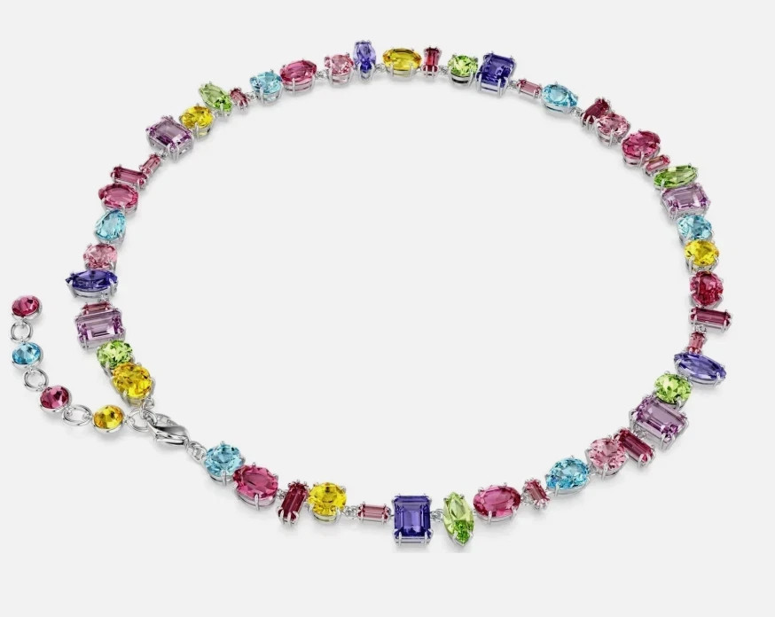 Swarovski Gema Necklace, Mixed Cuts, Multicolored, Rhodium Plated 5656397