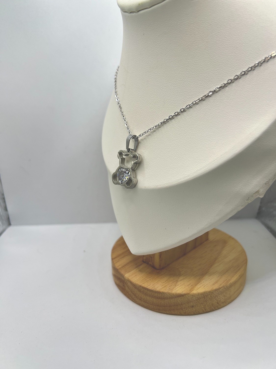 Love Bear Chain Necklace with Cz