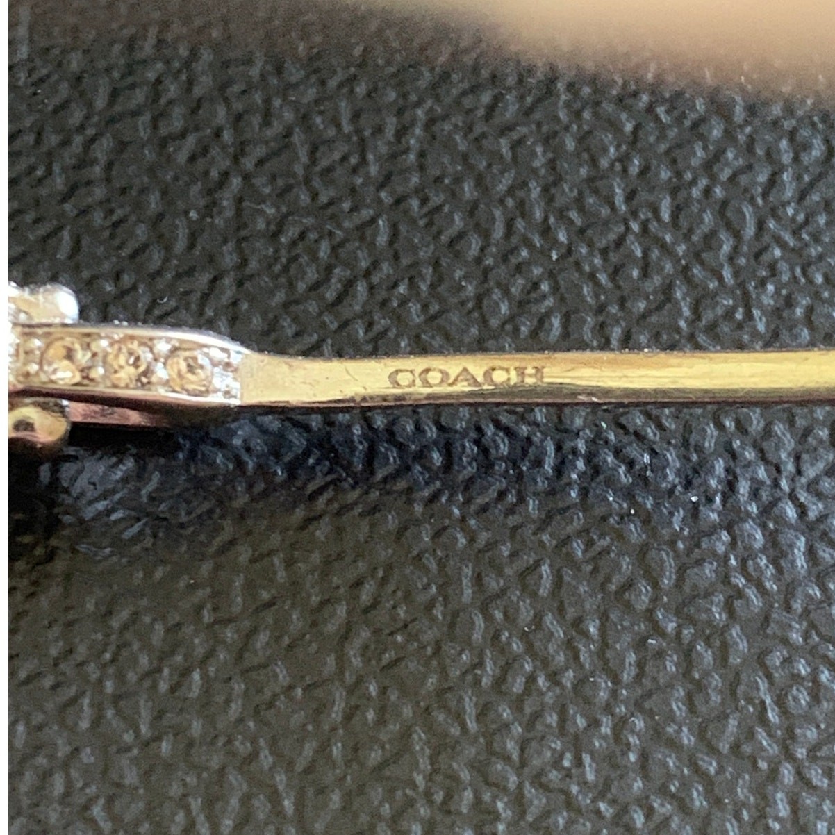 COACH Interlocking Signature C Stone Bangle Bracelet Silver Tone