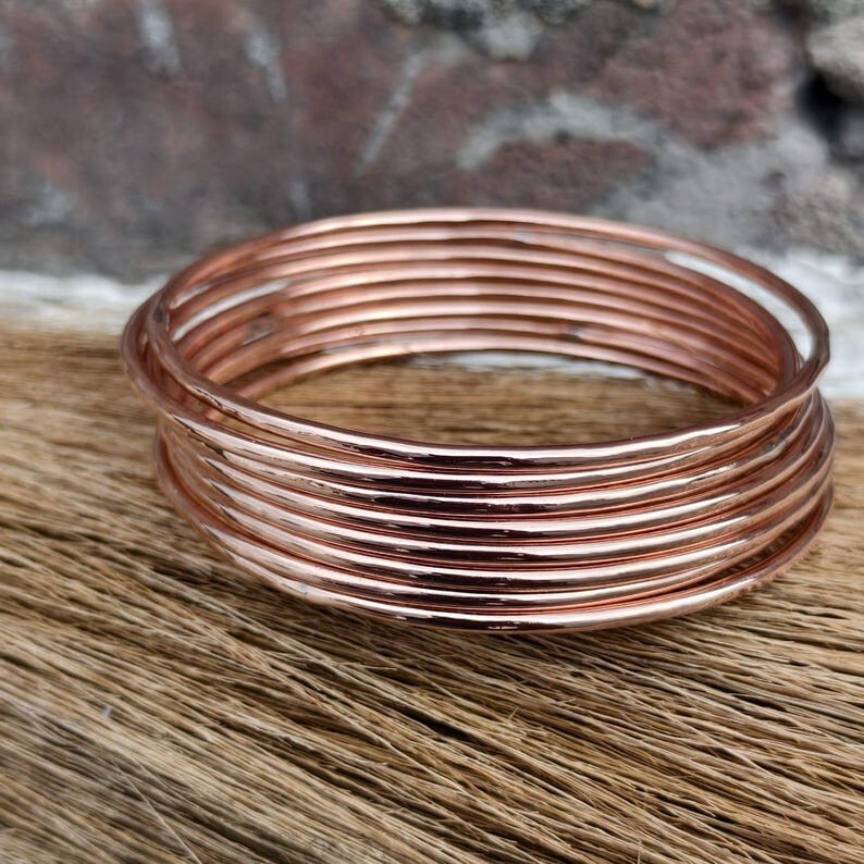Pure Copper Bangles, 7 Set Off Bangles, Simple Copper Bangles, Copper Jewelry
