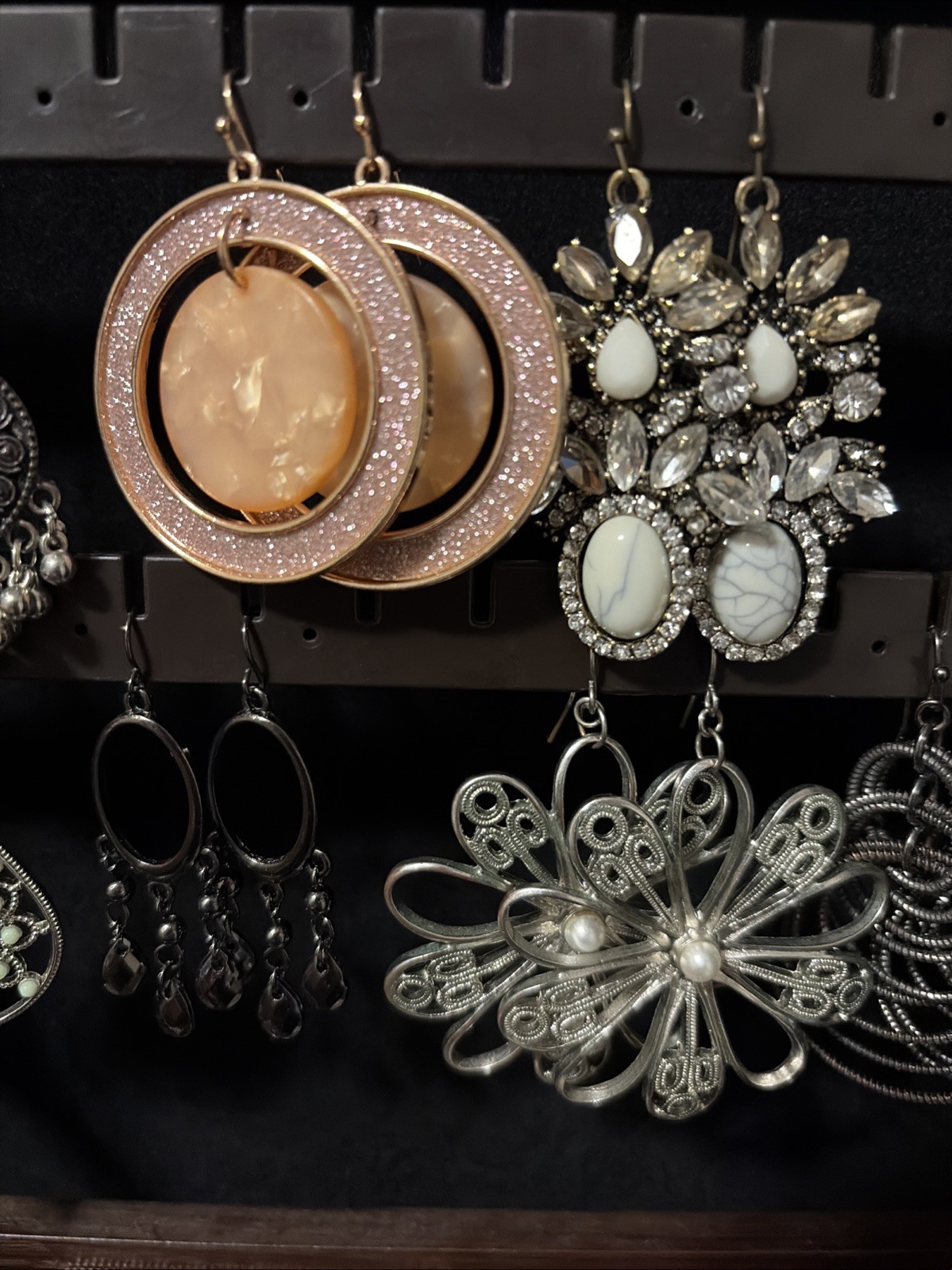 Lot 8 Pair Of Chandelier Earrings Pierced Dangle Hook Earrings Rhinestone
