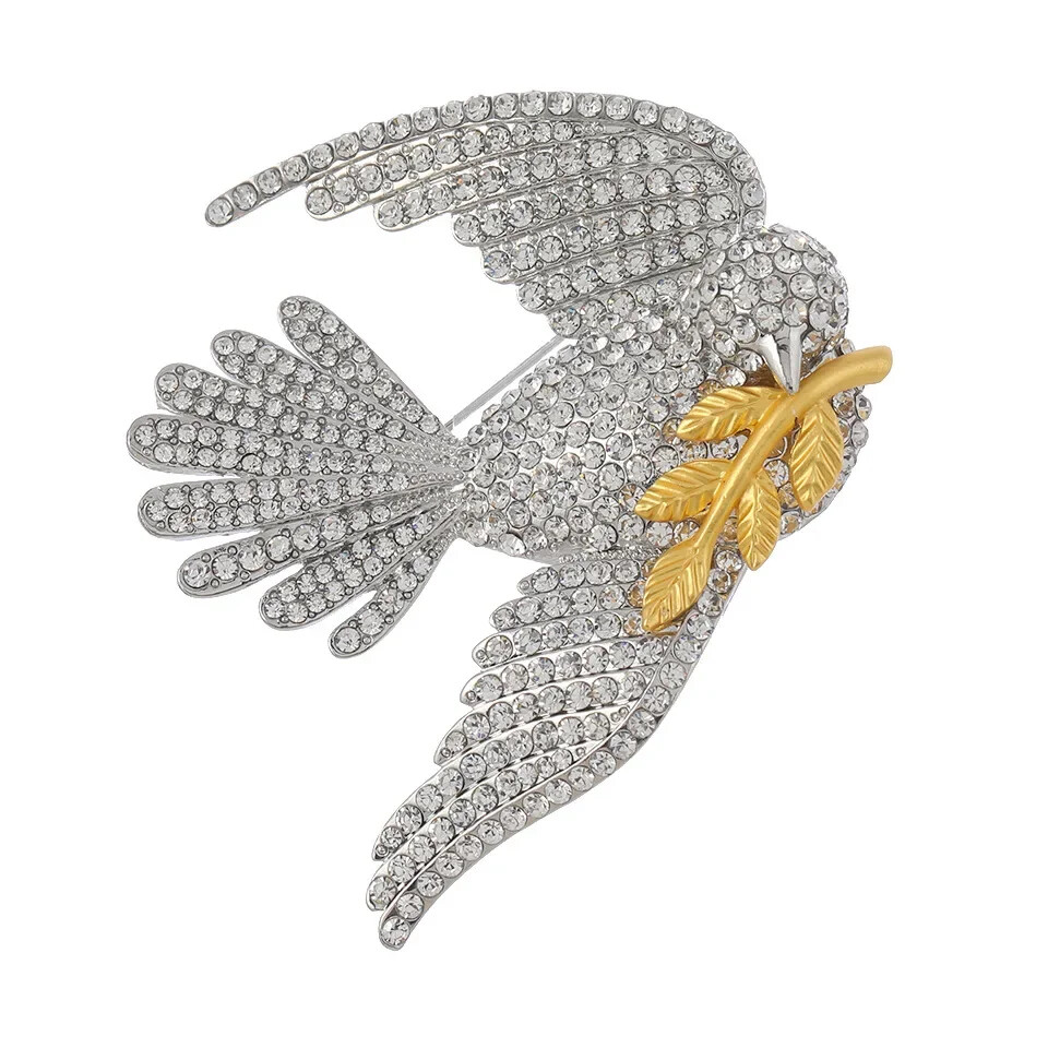 Rhinestone Design Dove Brooch Women’s Summer Accessories Bird Banquet Jewelry