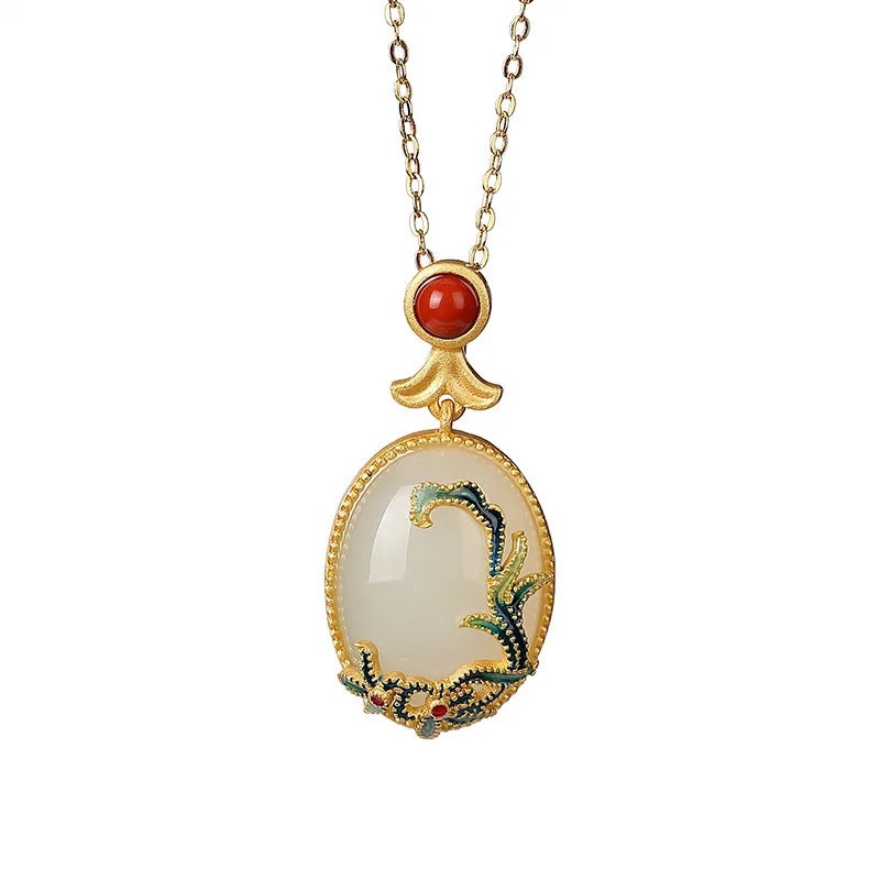 Cloisonne Set Inlaid Hetian Jade Chinese Ring Earring Bracelet Pendant Jewelry