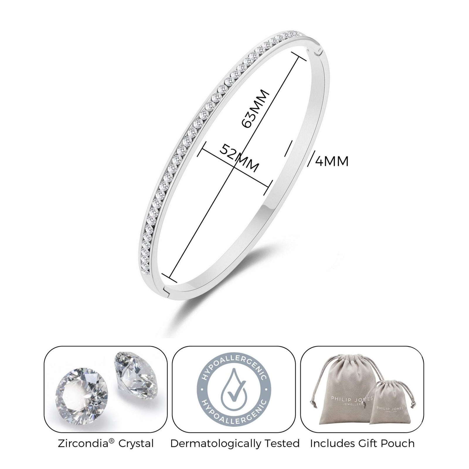 Channel Set Bangle Created with Zircondia® Crystals