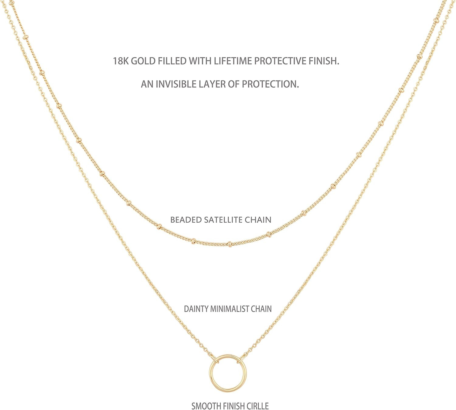 Layered Heart Necklace Pendant Handmade 18K Gold Plated Dainty Gold Choker Arrow
