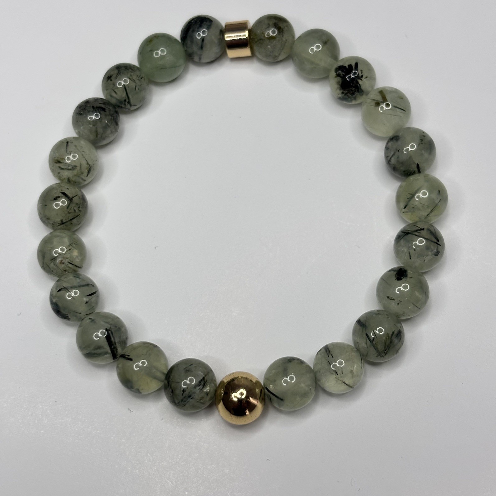 Natural Prehnite Gemstone Bracelet Handmade 8mm Beads Beaded Jewelry Gift Love