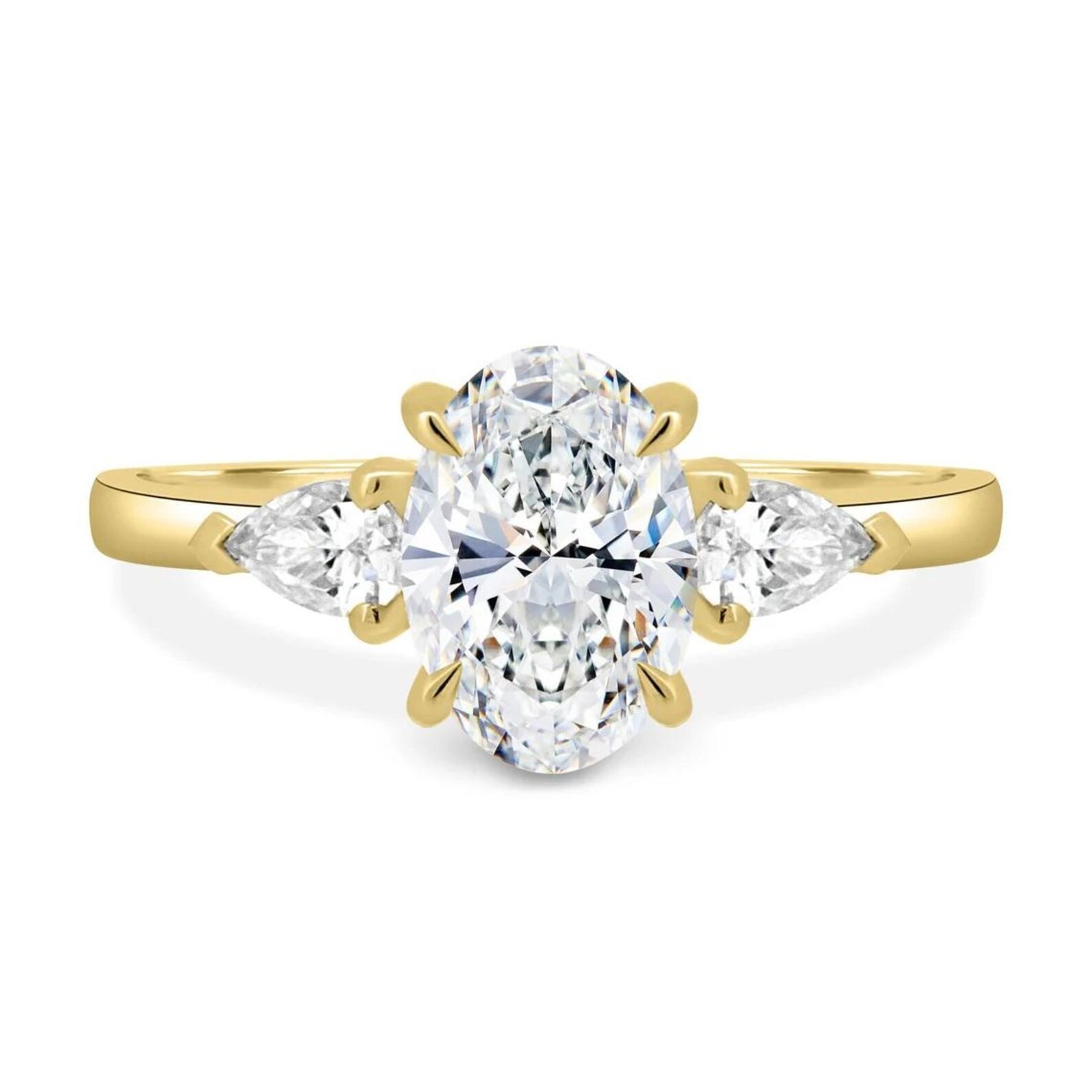 Oval Cut Triloyg Ring 2 CT Oval Moissanite Engagement Ring, Anniversary Gift