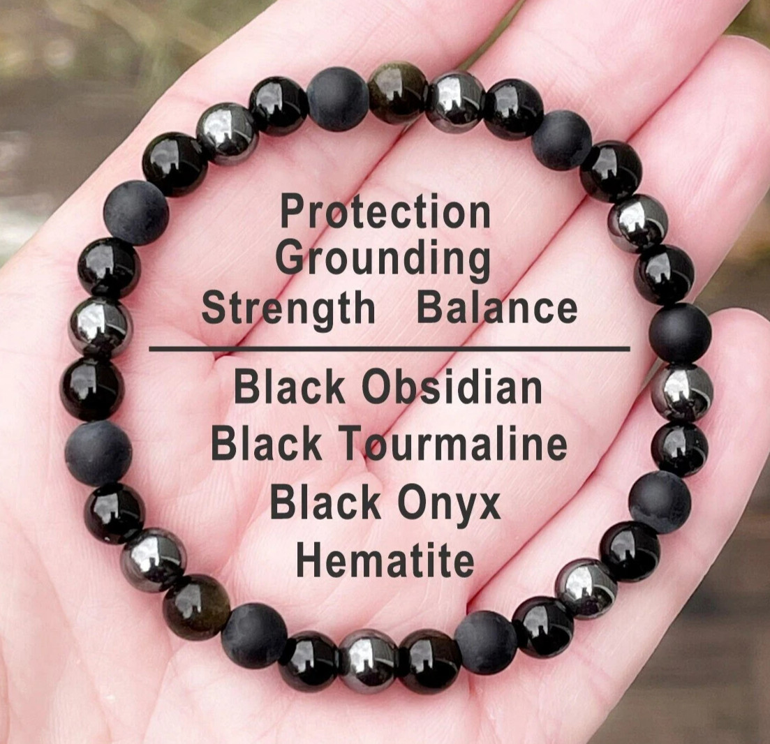 6mm Triple Protection Stone Bracelet Healing Calming Stone Men’s Bracelet Gift