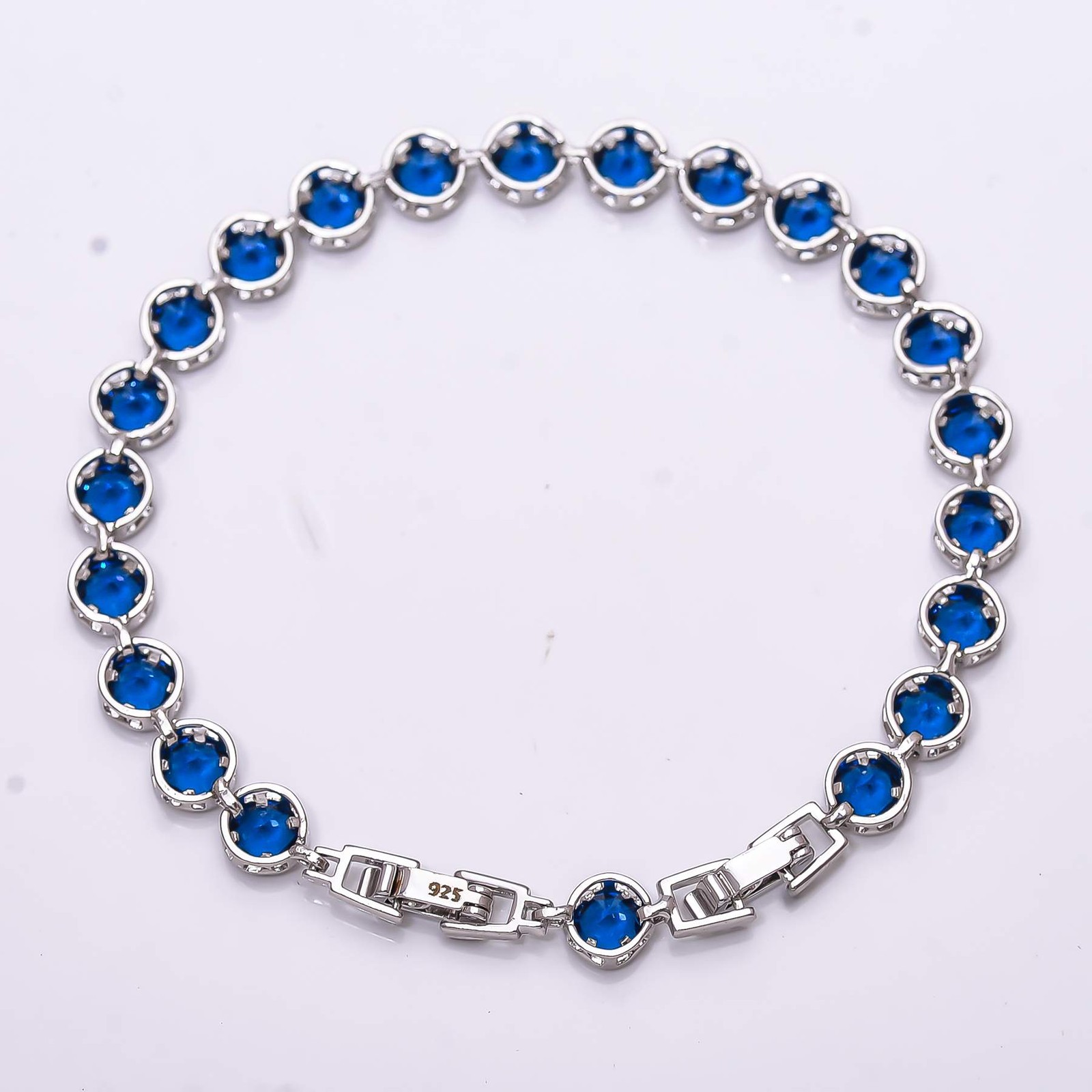Blue Sapphire – Simulated 925 Sterling Silver Tennis Bracelet 7.99″ B_9733_689_9
